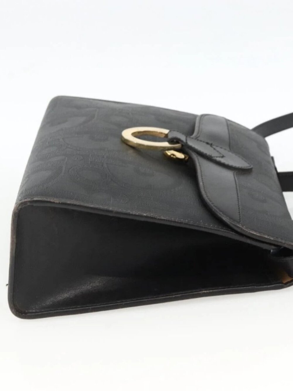 Christian Dior Trotter Canvas Hand Bag PVC Leather 2way Gold Black Auth 174047 - Picture 4 of 15